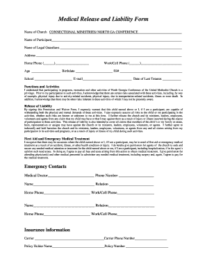 Medical Release and Liability Form