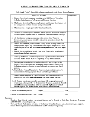 Church Finance Protection Checklist