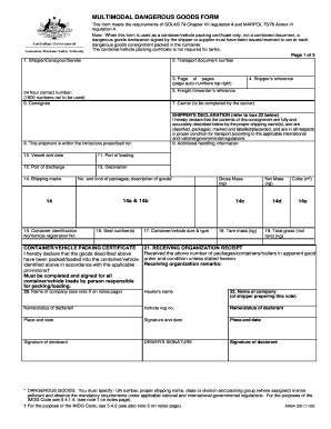 Multimodal Dangerous Goods Form