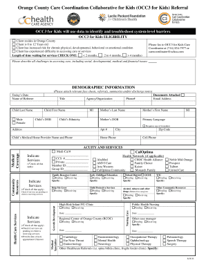 OCC3 for Kids Referral Form
