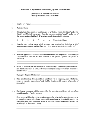 Family Medical Leave Act Certification Form