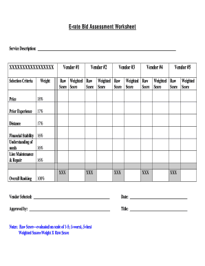 E-rate Bid Assessment Worksheet