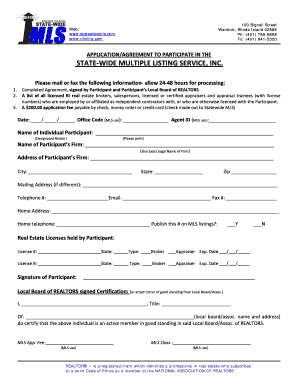 State-Wide Multiple Listing Service Participation Agreement