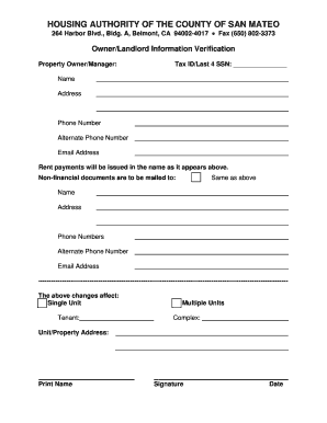 Owner Landlord Information Verification