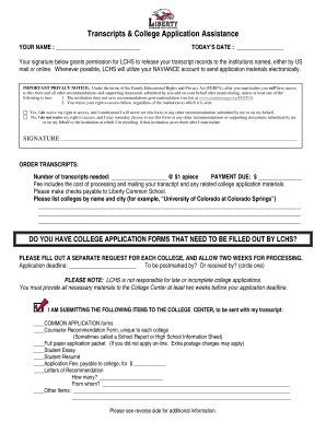 Transcript Release and College Application Form