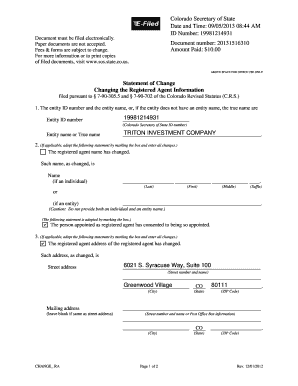 Colorado Registered Agent Change Form