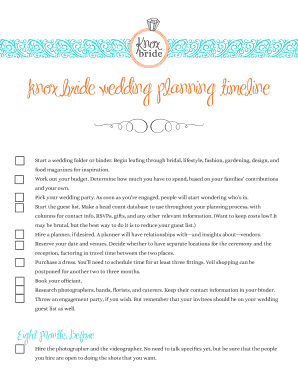 Knox Bride Wedding Planning Timeline