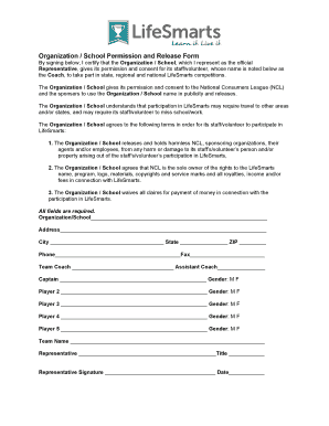LifeSmarts Competition Release Forms