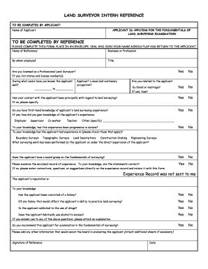 Land Surveyor Intern Reference Form