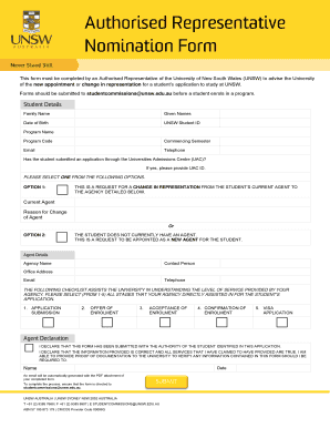 Authorised Representative Nomination Form - UNSW International