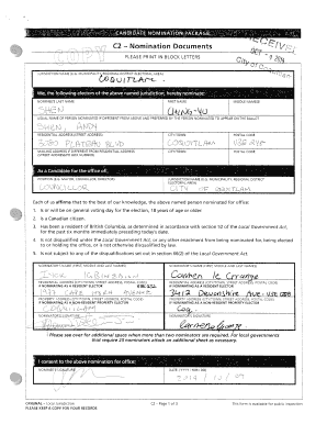 British Columbia Nomination Documents