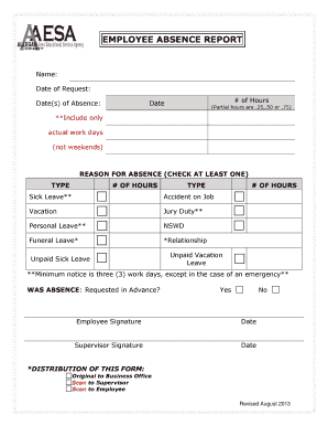 Employee Absence Report Form