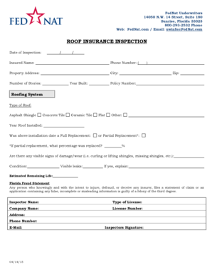Roof Insurance Inspection Form