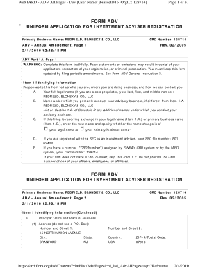 Form ADV Investment Adviser Registration