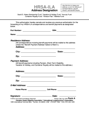HRSA-ILA Address Designation Form