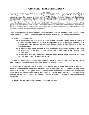NSP Central Division Release and Registration Form