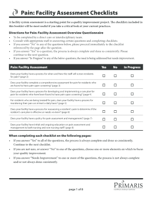 Pain Facility Assessment Checklist