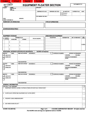 Equipment Floater Insurance Form