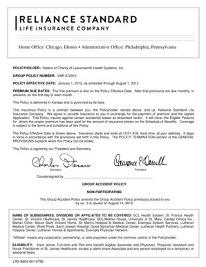 Group Accident Policy Application