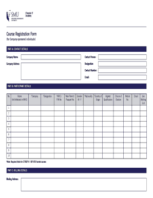 Company-Sponsored Course Registration Form