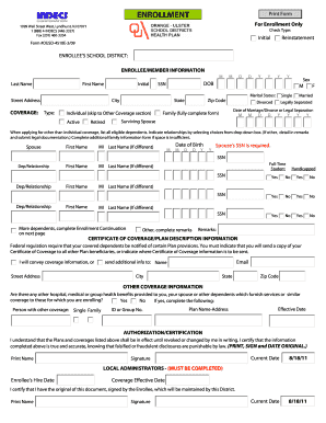 Enrollment Form for School District