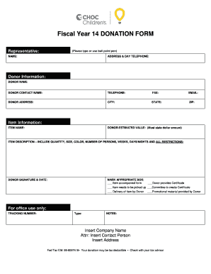 Fiscal Year 14 Donation Form