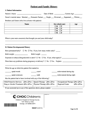 Patient and Family History Form