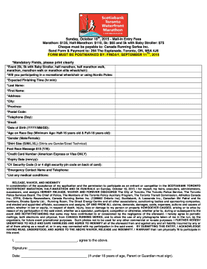 Scotiabank Toronto Waterfront Marathon Registration Form