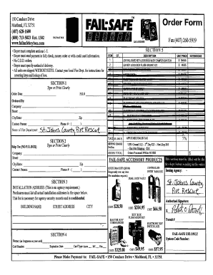 Fail-Safe Key-Lock Box Order Form