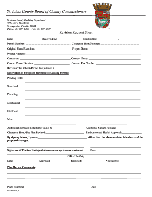 St. Johns County Building Permit Revision Request