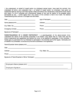 St. Johns County Skate Park Waiver and Parental Consent Agreement