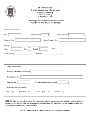 St. Johns County Credit Card Transaction Form
