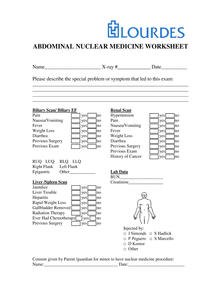 Fillable Online Abdominal Nuclear Medicine Worksheet Lourdes Hospital