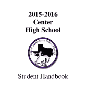 Center High School Student Handbook Acknowledgment