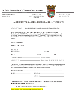 Authorization Agreement for Automatic Debits