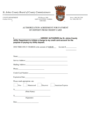 Authorization Agreement for Utility Deposit Payment