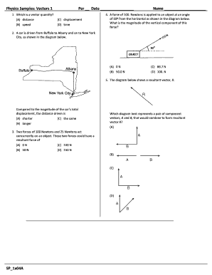 Physics Vectors Worksheet