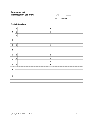 Forensics Lab Fiber Identification Form