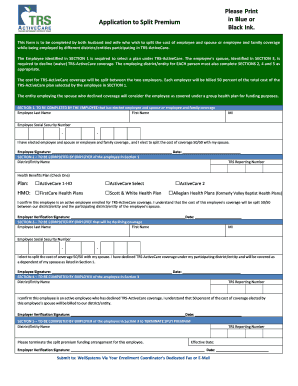 TRS-ActiveCare Split Premium Application