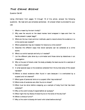 Crime Scene Investigation Questions