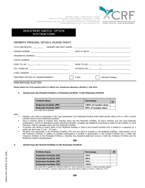 Investment Switch Election Form