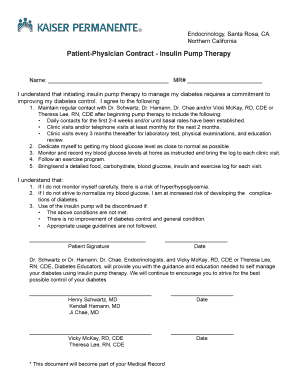 Patient-Physician Contract - Insulin Pump Therapy