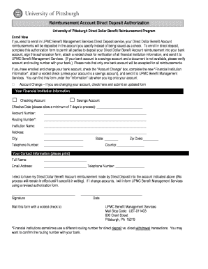 UPMC Direct Deposit Authorization Form