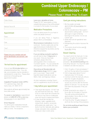 Colonoscopy and Upper Endoscopy Instructions