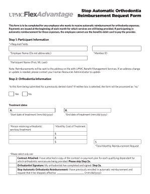 Stop Automatic Orthodontia Reimbursement Request Form