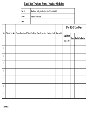 Black Bag Tracking Form – Nuclear Medicine