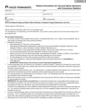 Cervical Spine Injection Consent Form