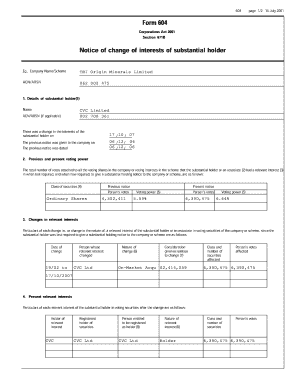 Notice of Change of Interests of Substantial Holder