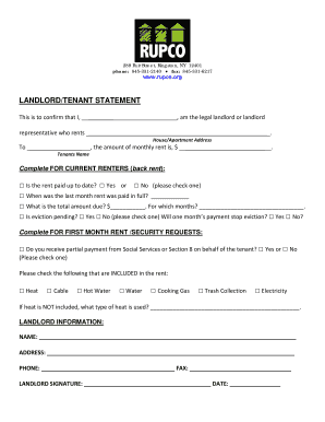 Landlord Tenant Statement Form