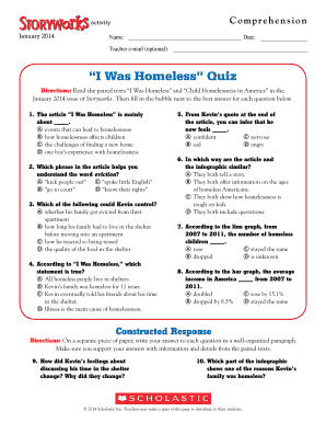 I Was Homeless Quiz